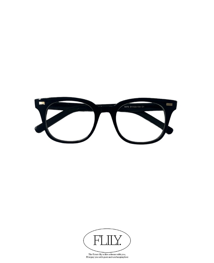 Square Horn Frame Glasses (Black)